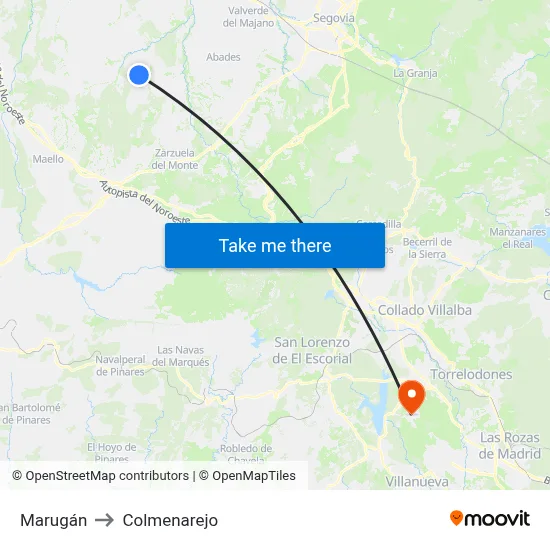 Marugán to Colmenarejo map