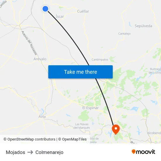 Mojados to Colmenarejo map