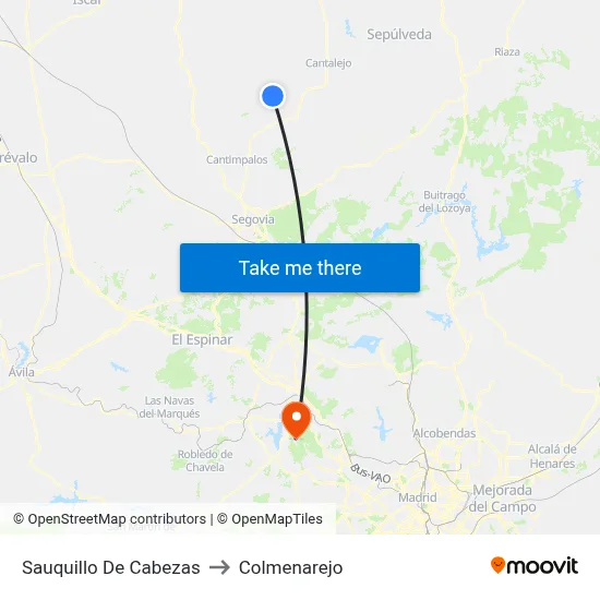 Sauquillo De Cabezas to Colmenarejo map