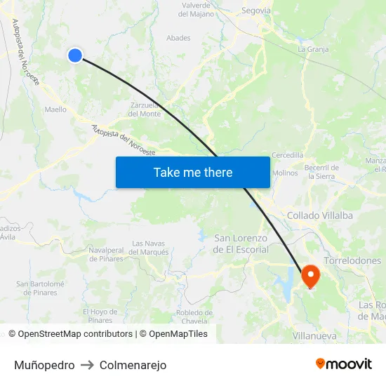 Muñopedro to Colmenarejo map