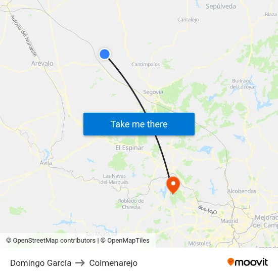 Domingo García to Colmenarejo map