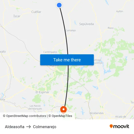 Aldeasoña to Colmenarejo map