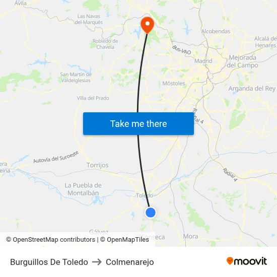 Burguillos De Toledo to Colmenarejo map