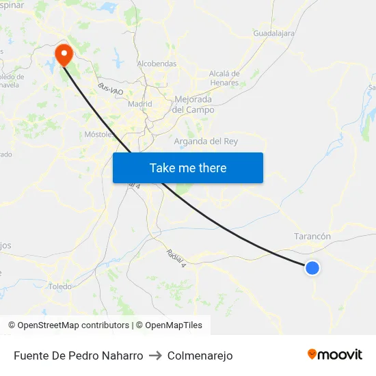 Fuente De Pedro Naharro to Colmenarejo map