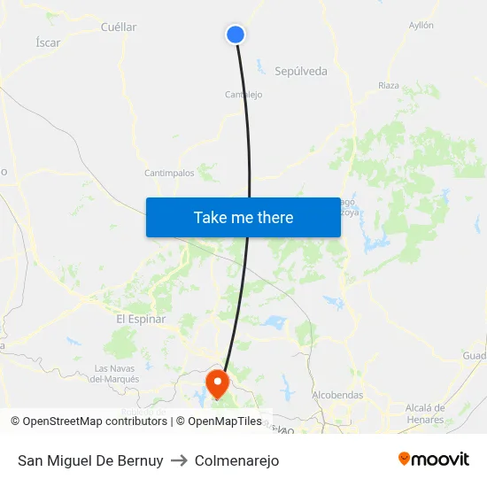 San Miguel De Bernuy to Colmenarejo map