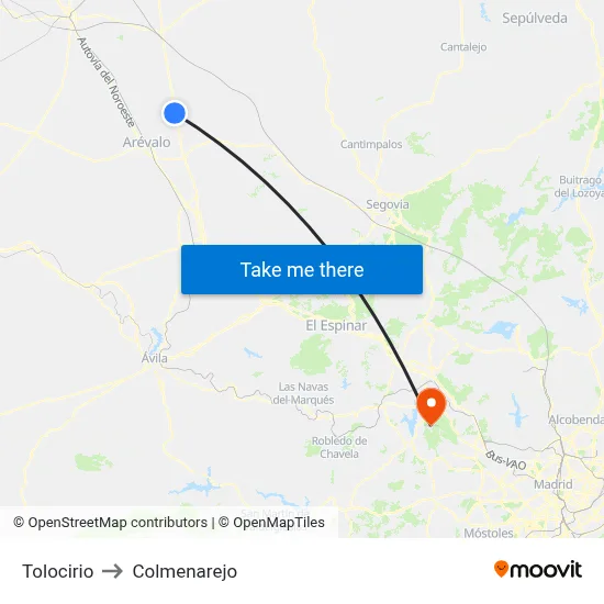 Tolocirio to Colmenarejo map