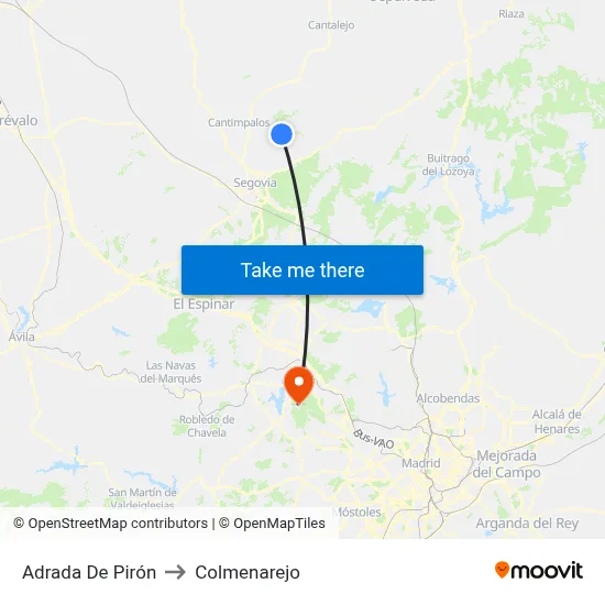 Adrada De Pirón to Colmenarejo map
