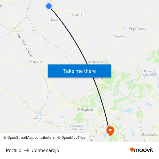 Portillo to Colmenarejo map