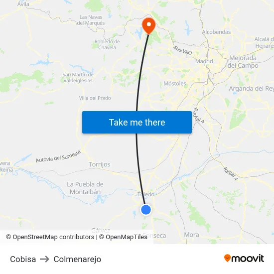 Cobisa to Colmenarejo map