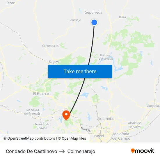 Condado De Castilnovo to Colmenarejo map