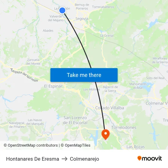Hontanares De Eresma to Colmenarejo map