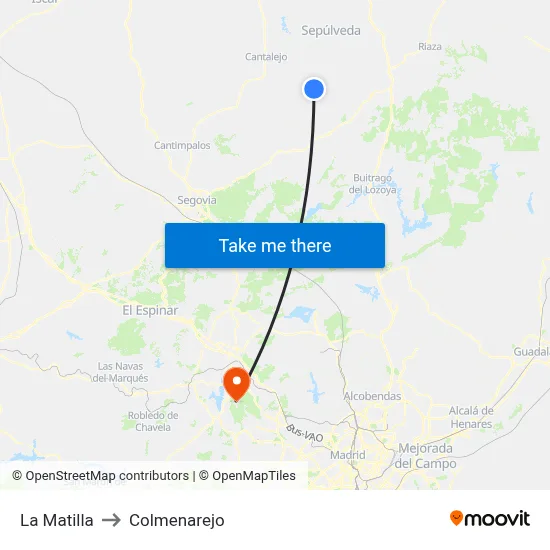 La Matilla to Colmenarejo map
