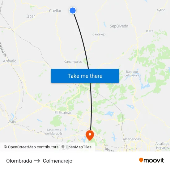 Olombrada to Colmenarejo map
