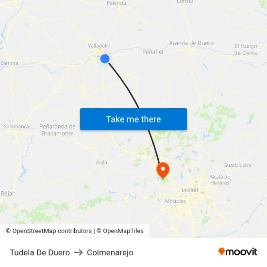 Tudela De Duero to Colmenarejo map