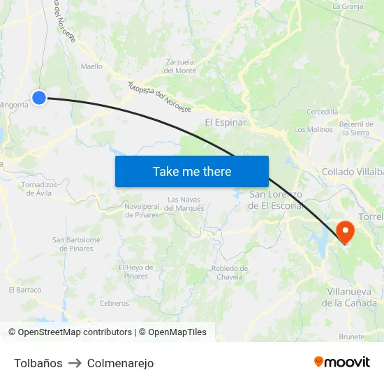 Tolbaños to Colmenarejo map