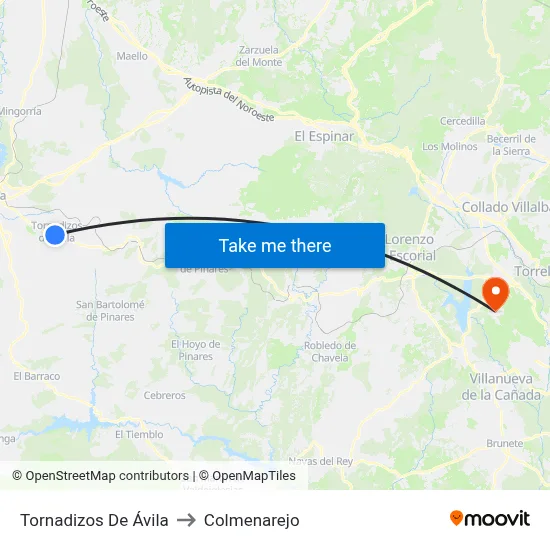Tornadizos De Ávila to Colmenarejo map