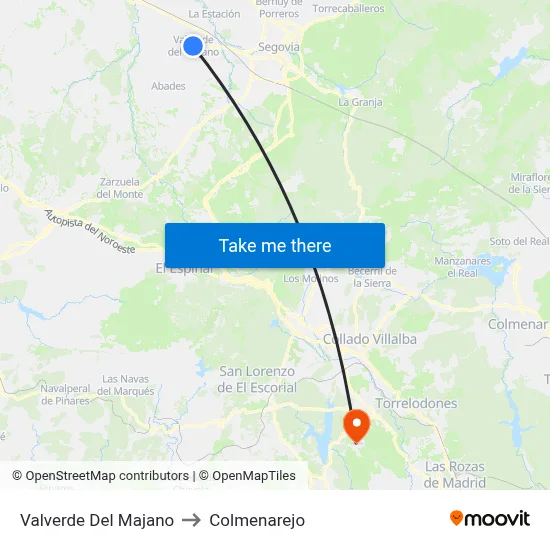 Valverde Del Majano to Colmenarejo map