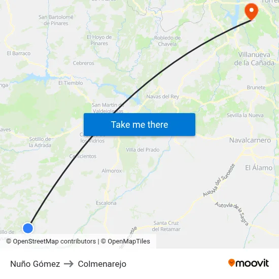 Nuño Gómez to Colmenarejo map