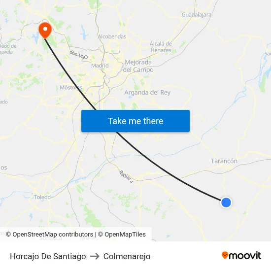 Horcajo De Santiago to Colmenarejo map