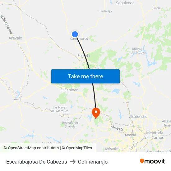 Escarabajosa De Cabezas to Colmenarejo map