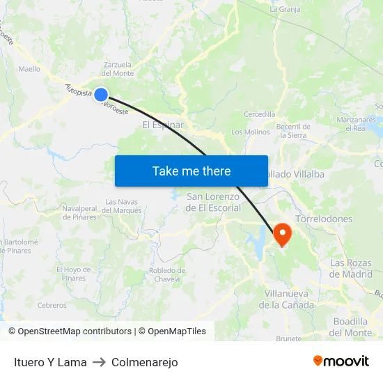Ituero Y Lama to Colmenarejo map