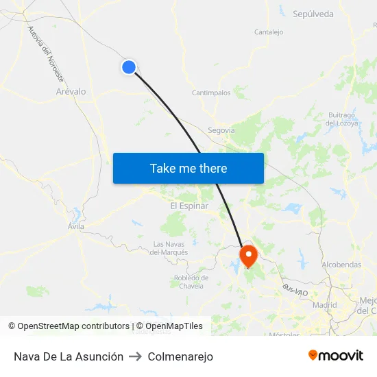 Nava De La Asunción to Colmenarejo map