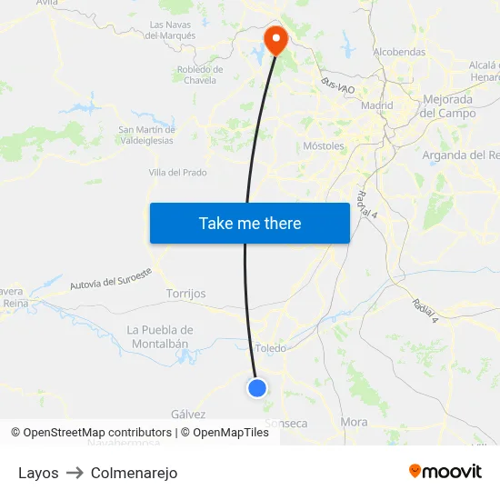 Layos to Colmenarejo map
