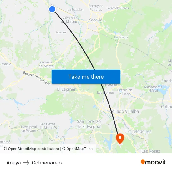 Anaya to Colmenarejo map