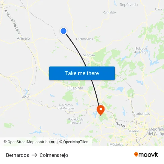 Bernardos to Colmenarejo map