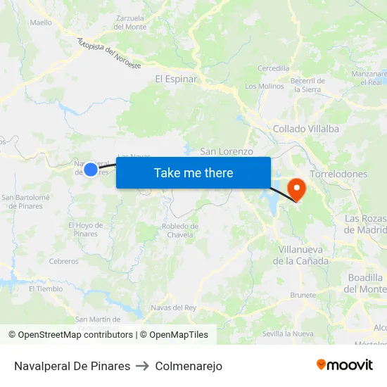 Navalperal De Pinares to Colmenarejo map