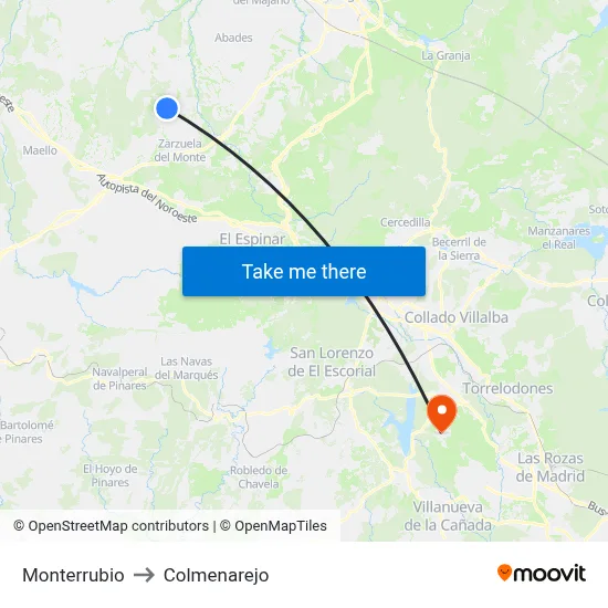 Monterrubio to Colmenarejo map