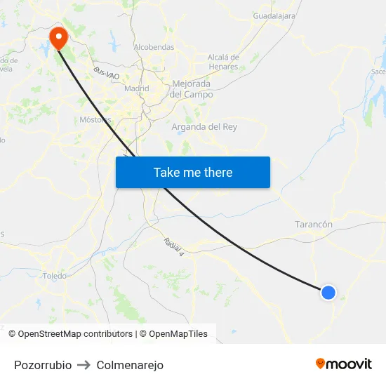 Pozorrubio to Colmenarejo map
