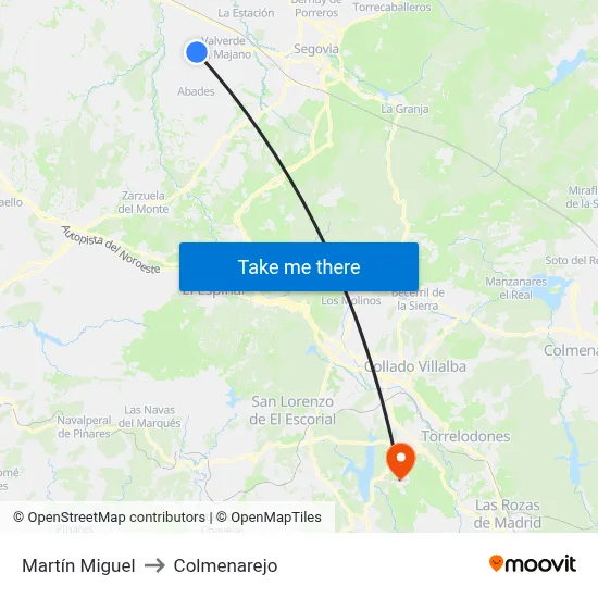 Martín Miguel to Colmenarejo map