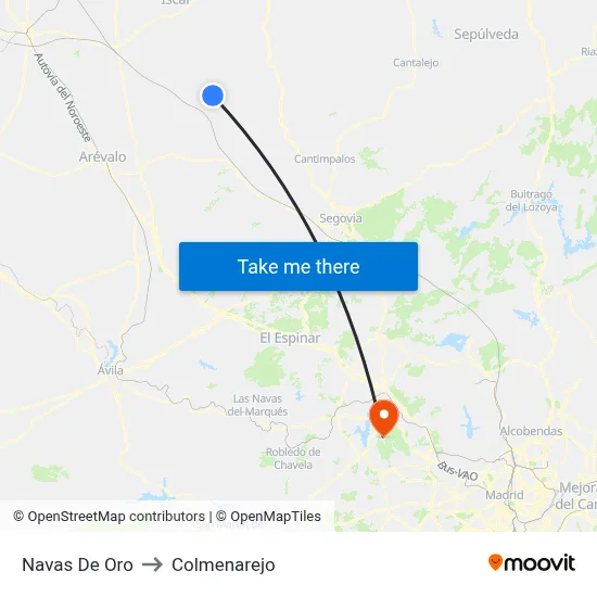 Navas De Oro to Colmenarejo map