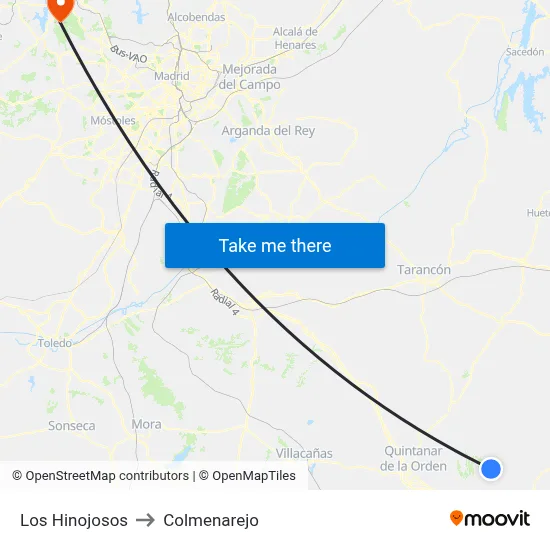 Los Hinojosos to Colmenarejo map