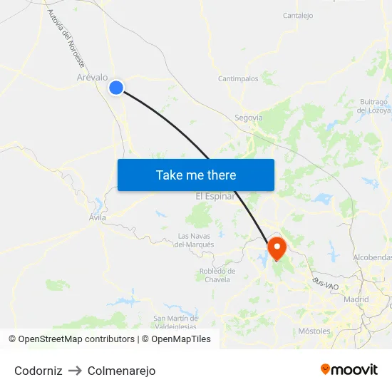 Codorniz to Colmenarejo map