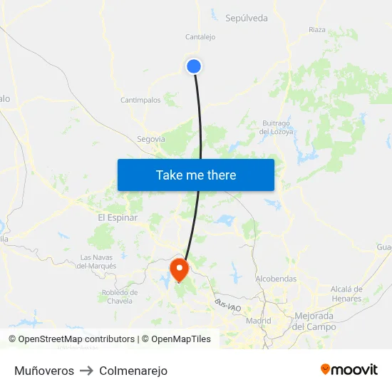 Muñoveros to Colmenarejo map