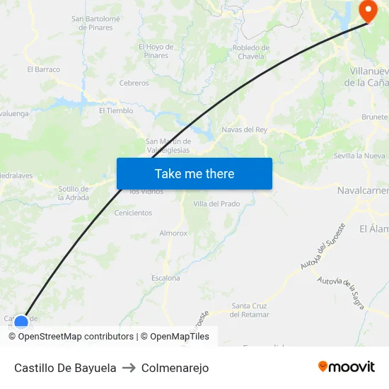 Castillo De Bayuela to Colmenarejo map