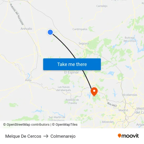Melque De Cercos to Colmenarejo map