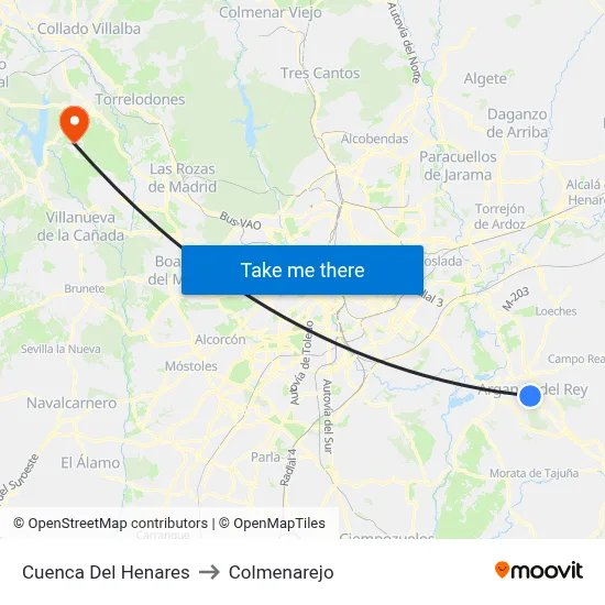 Cuenca Del Henares to Colmenarejo map