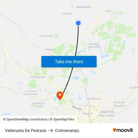 Valleruela De Pedraza to Colmenarejo map