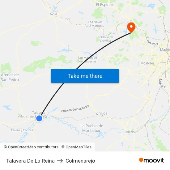 Talavera De La Reina to Colmenarejo map