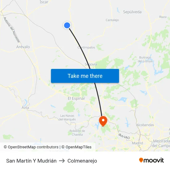 San Martín Y Mudrián to Colmenarejo map