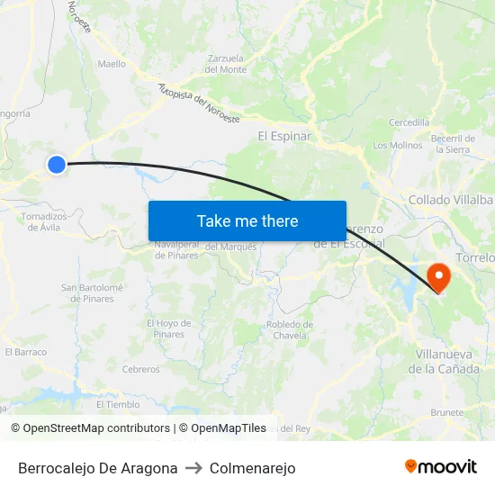 Berrocalejo De Aragona to Colmenarejo map