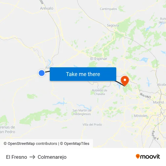 El Fresno to Colmenarejo map