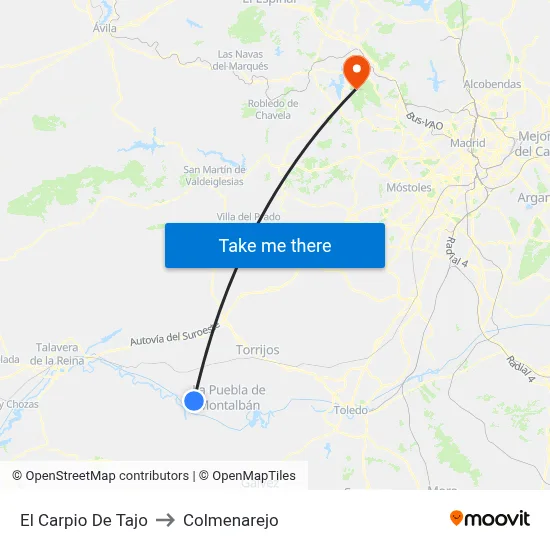 El Carpio De Tajo to Colmenarejo map