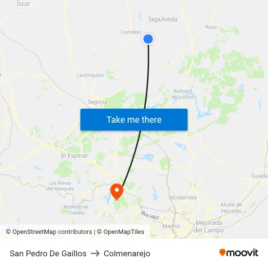 San Pedro De Gaíllos to Colmenarejo map
