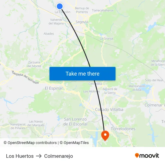 Los Huertos to Colmenarejo map