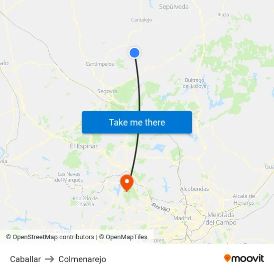 Caballar to Colmenarejo map