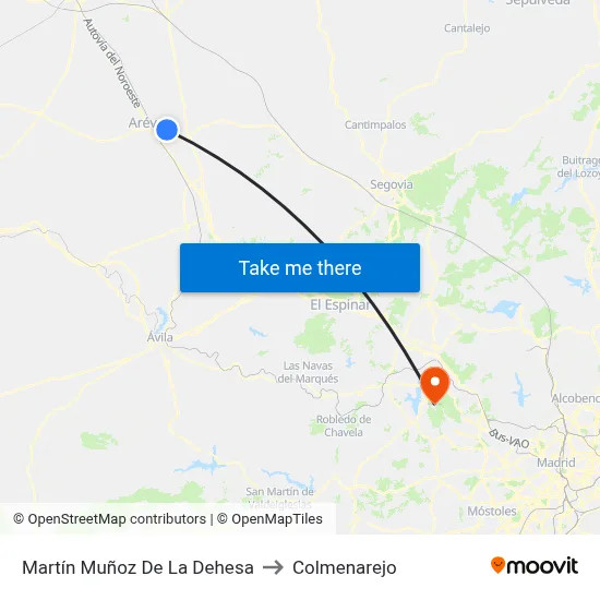 Martín Muñoz De La Dehesa to Colmenarejo map